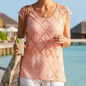 NWT Picadilly XL Resortwear Bohemian Beach Crochet Knit Sleeveless Tunic Top